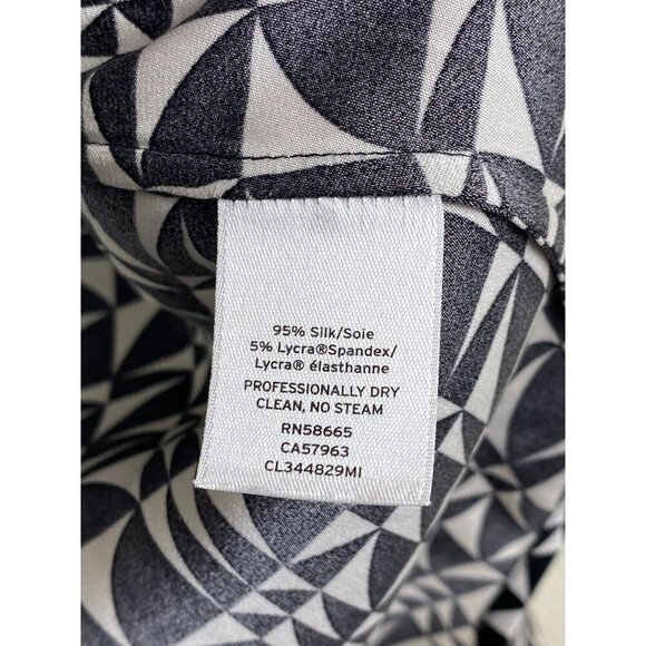 Classiques Entier Silk Blend Geometric Button Up Top Womens size XS Black Career - Picture 5 of 9